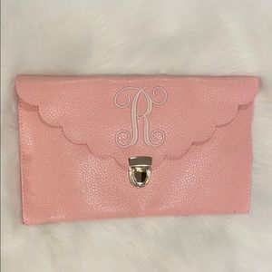 Monogrammed R Envelope Clutch with Chain Strap